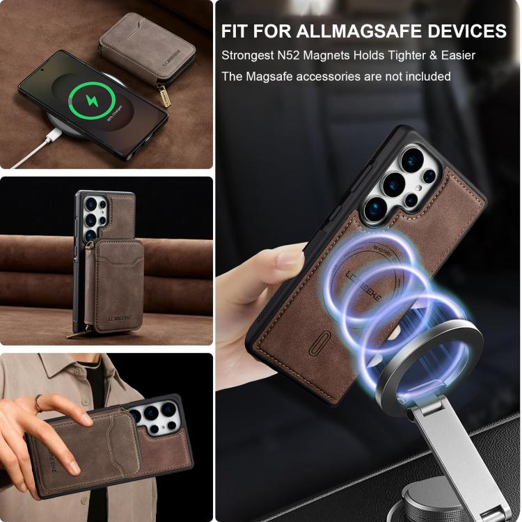 For Samsung Galaxy S25 Ultra 5G LC.IMEEKE L6 Series Zipper Card Bag MagSafe Magnetic Phone Case