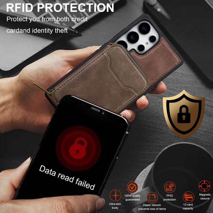 For Samsung Galaxy S25 Ultra 5G LC.IMEEKE L6 Series Zipper Card Bag MagSafe Magnetic Phone Case