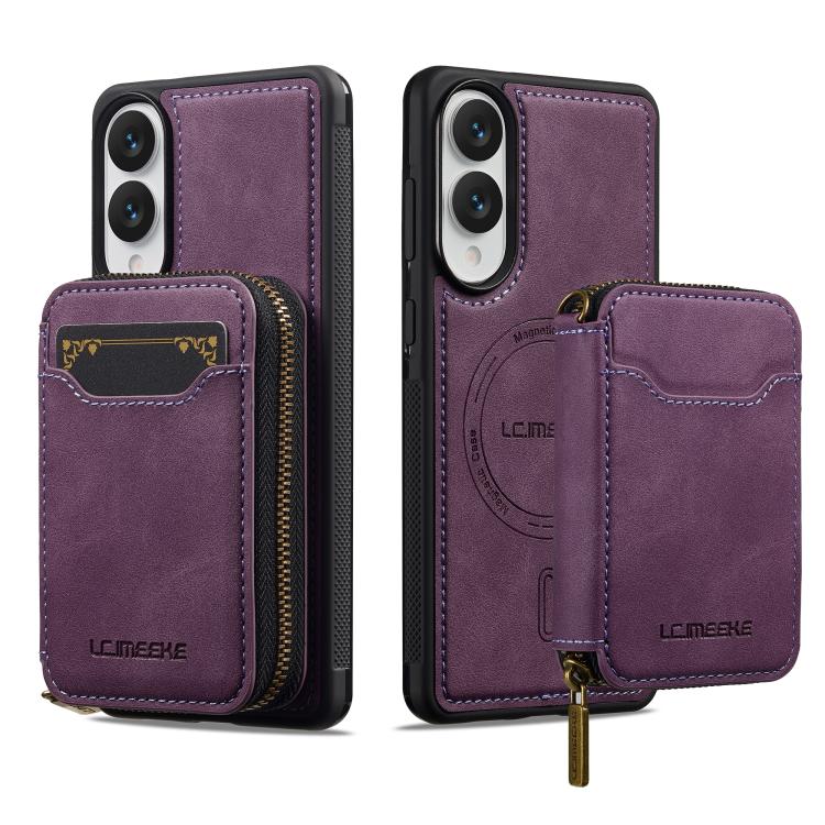 For Samsung Galaxy S25 Edge 5G LC.IMEEKE L6 Series Zipper Card Bag MagSafe Magnetic Phone Case