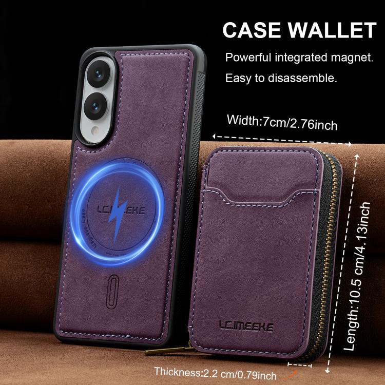 For Samsung Galaxy S25 Edge 5G LC.IMEEKE L6 Series Zipper Card Bag MagSafe Magnetic Phone Case