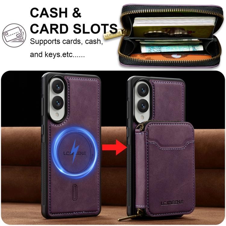 For Samsung Galaxy S25 Edge 5G LC.IMEEKE L6 Series Zipper Card Bag MagSafe Magnetic Phone Case