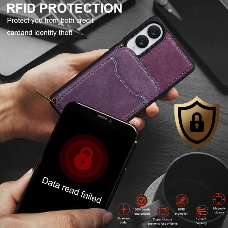 For Samsung Galaxy S25 Edge 5G LC.IMEEKE L6 Series Zipper Card Bag MagSafe Magnetic Phone Case