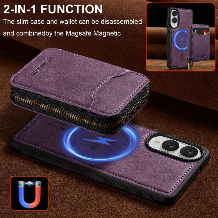 For Samsung Galaxy S25 Edge 5G LC.IMEEKE L6 Series Zipper Card Bag MagSafe Magnetic Phone Case