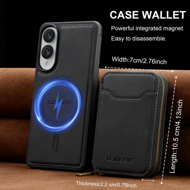 For Samsung Galaxy S25 Edge 5G LC.IMEEKE L6 Series Zipper Card Bag MagSafe Magnetic Phone Case