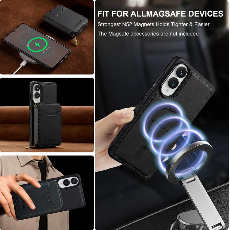 For Samsung Galaxy S25 Edge 5G LC.IMEEKE L6 Series Zipper Card Bag MagSafe Magnetic Phone Case