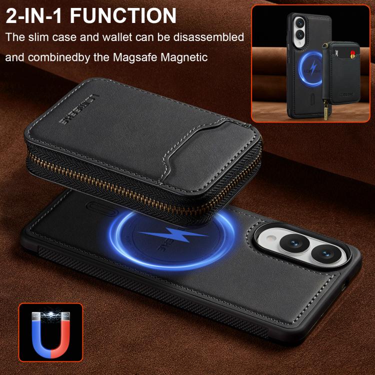 For Samsung Galaxy S25 Edge 5G LC.IMEEKE L6 Series Zipper Card Bag MagSafe Magnetic Phone Case