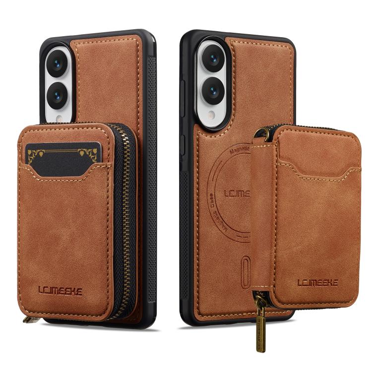 For Samsung Galaxy S25 Edge 5G LC.IMEEKE L6 Series Zipper Card Bag MagSafe Magnetic Phone Case