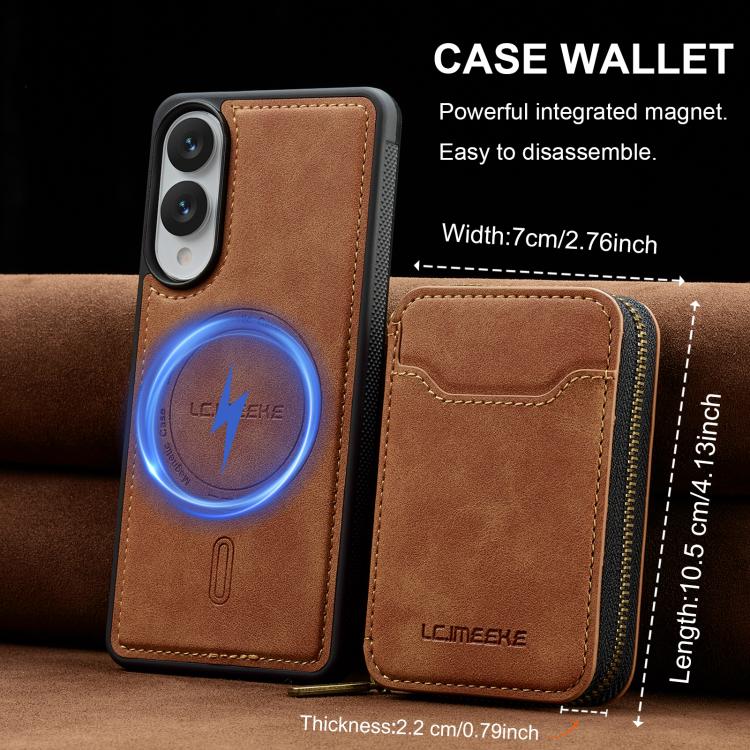 For Samsung Galaxy S25 Edge 5G LC.IMEEKE L6 Series Zipper Card Bag MagSafe Magnetic Phone Case