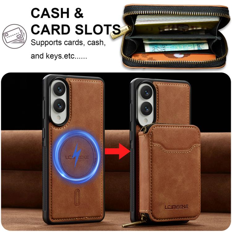 For Samsung Galaxy S25 Edge 5G LC.IMEEKE L6 Series Zipper Card Bag MagSafe Magnetic Phone Case