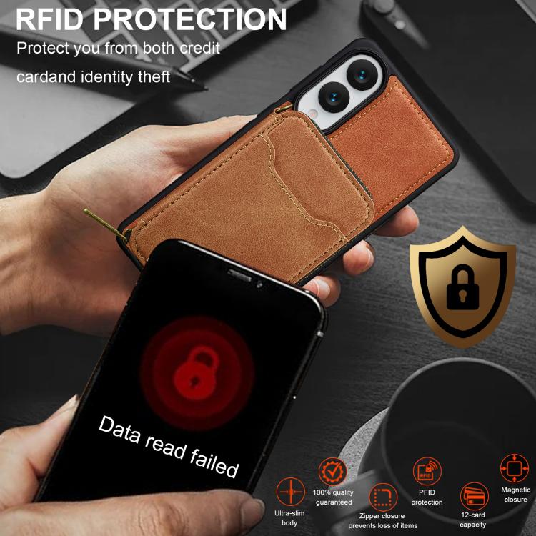 For Samsung Galaxy S25 Edge 5G LC.IMEEKE L6 Series Zipper Card Bag MagSafe Magnetic Phone Case
