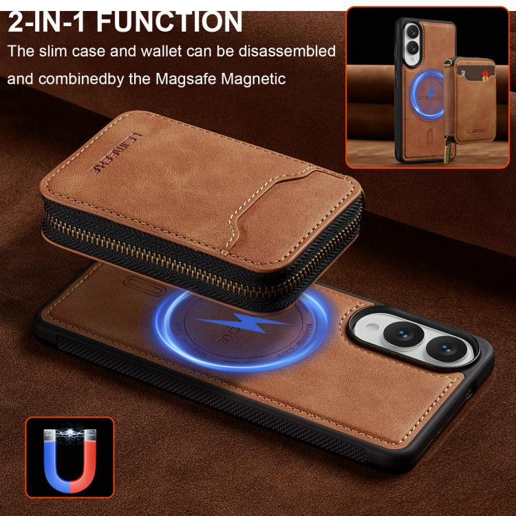 For Samsung Galaxy S25 Edge 5G LC.IMEEKE L6 Series Zipper Card Bag MagSafe Magnetic Phone Case