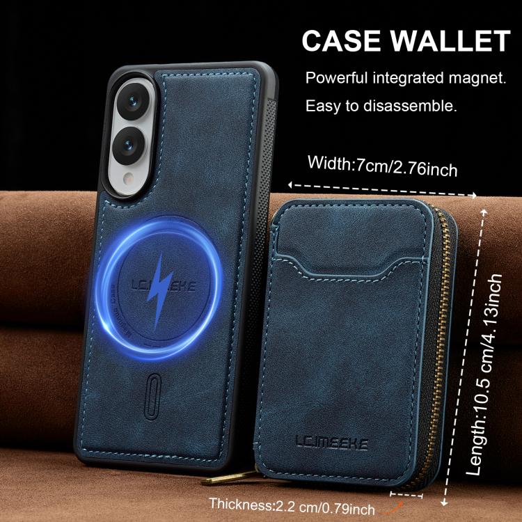 For Samsung Galaxy S25 Edge 5G LC.IMEEKE L6 Series Zipper Card Bag MagSafe Magnetic Phone Case