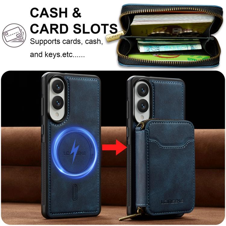For Samsung Galaxy S25 Edge 5G LC.IMEEKE L6 Series Zipper Card Bag MagSafe Magnetic Phone Case