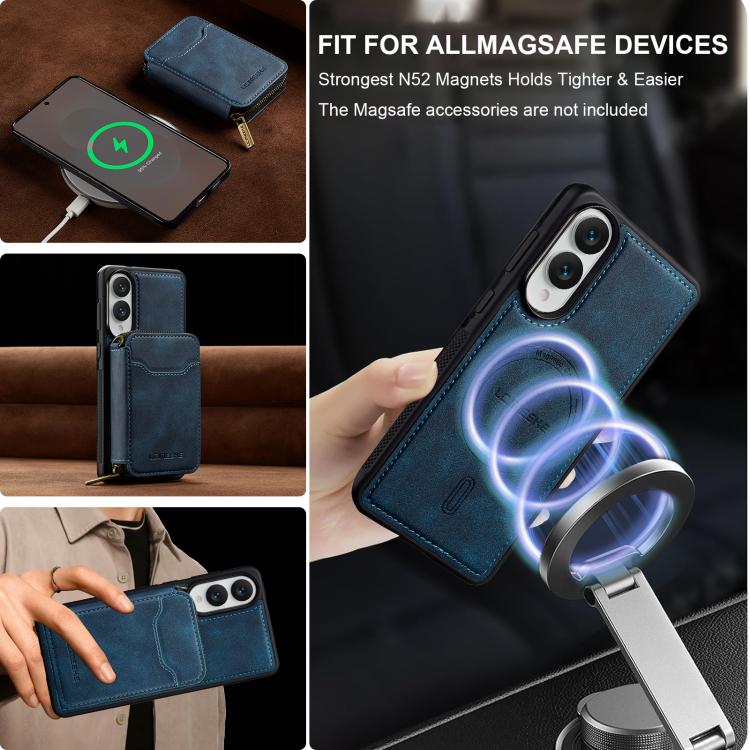 For Samsung Galaxy S25 Edge 5G LC.IMEEKE L6 Series Zipper Card Bag MagSafe Magnetic Phone Case