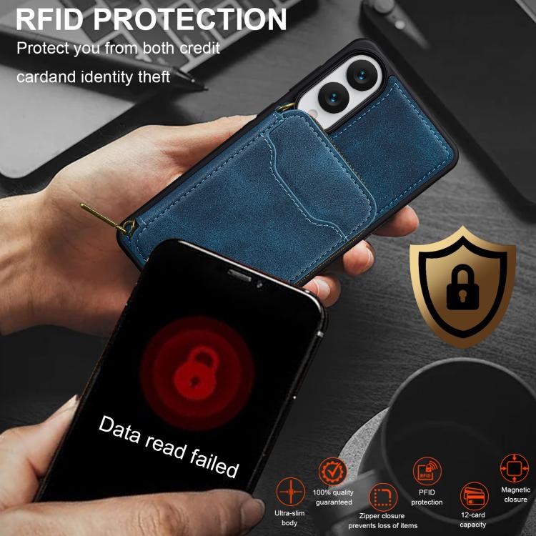 For Samsung Galaxy S25 Edge 5G LC.IMEEKE L6 Series Zipper Card Bag MagSafe Magnetic Phone Case