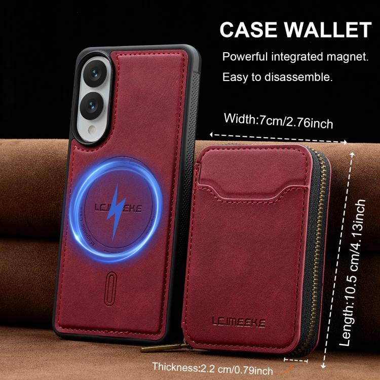 For Samsung Galaxy S25 Edge 5G LC.IMEEKE L6 Series Zipper Card Bag MagSafe Magnetic Phone Case