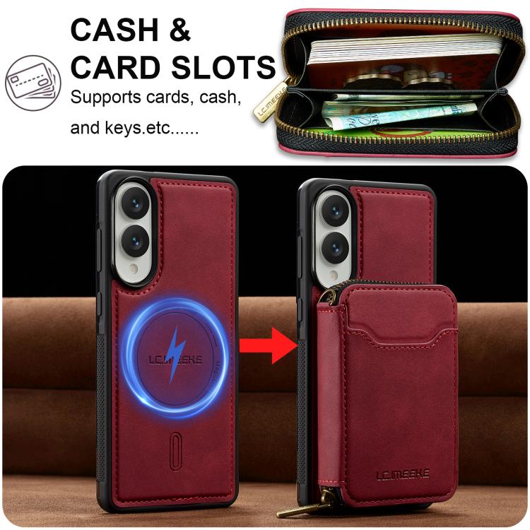 For Samsung Galaxy S25 Edge 5G LC.IMEEKE L6 Series Zipper Card Bag MagSafe Magnetic Phone Case