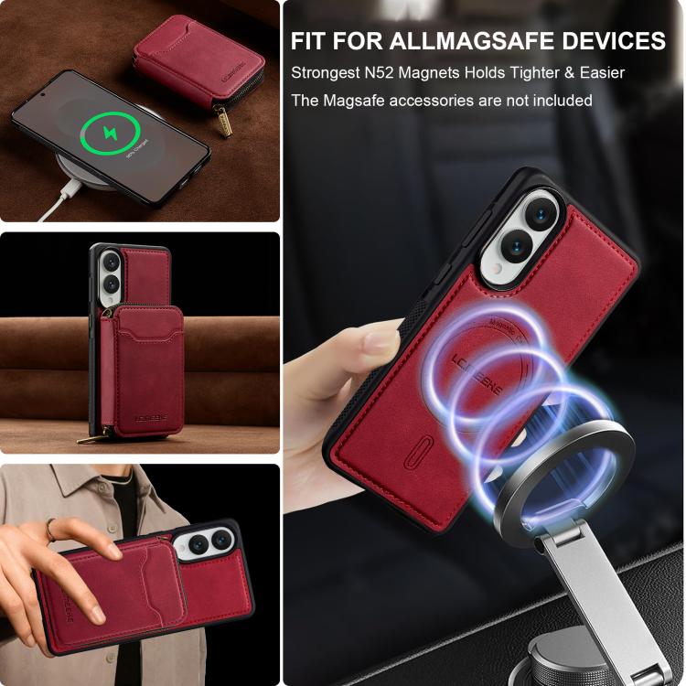 For Samsung Galaxy S25 Edge 5G LC.IMEEKE L6 Series Zipper Card Bag MagSafe Magnetic Phone Case