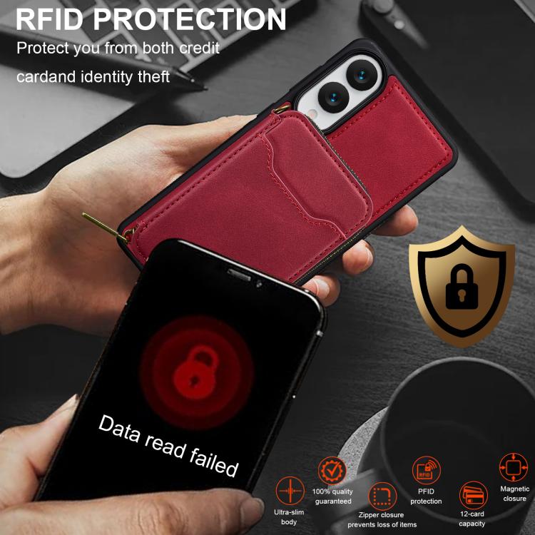 For Samsung Galaxy S25 Edge 5G LC.IMEEKE L6 Series Zipper Card Bag MagSafe Magnetic Phone Case