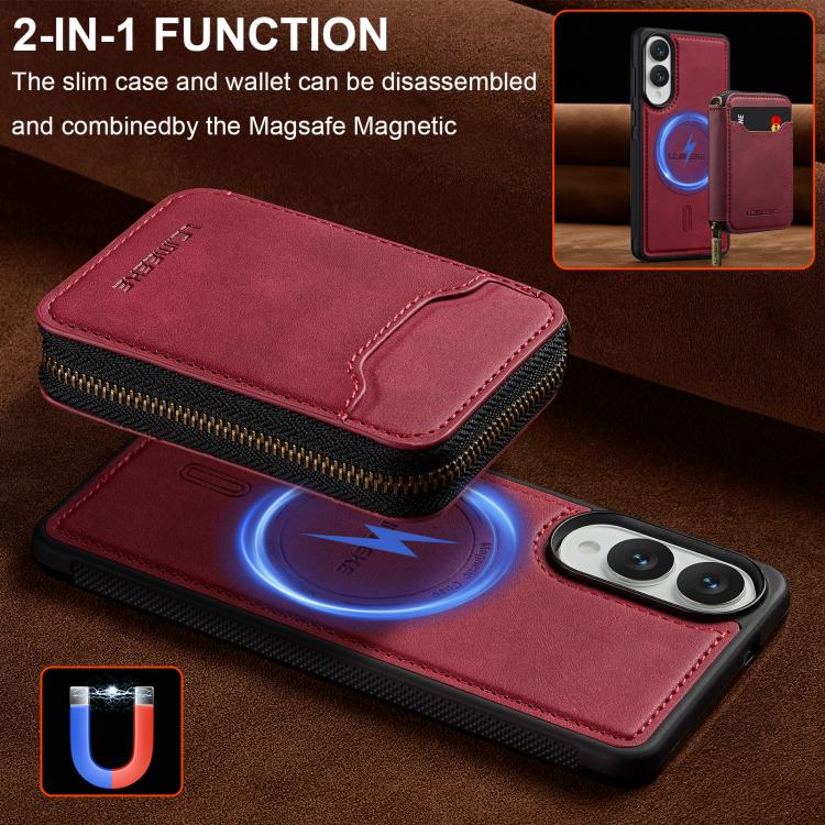 For Samsung Galaxy S25 Edge 5G LC.IMEEKE L6 Series Zipper Card Bag MagSafe Magnetic Phone Case