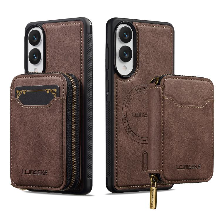 For Samsung Galaxy S25 Edge 5G LC.IMEEKE L6 Series Zipper Card Bag MagSafe Magnetic Phone Case