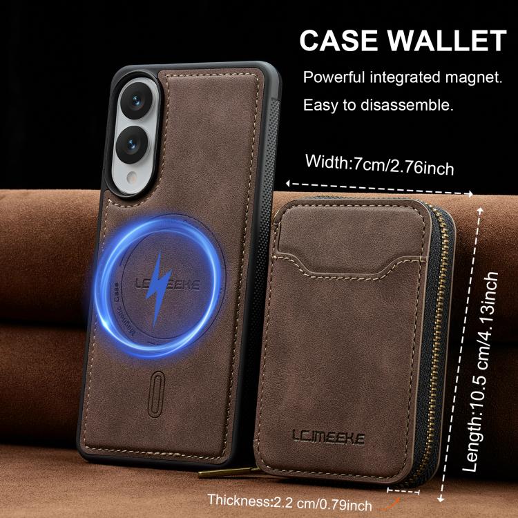 For Samsung Galaxy S25 Edge 5G LC.IMEEKE L6 Series Zipper Card Bag MagSafe Magnetic Phone Case