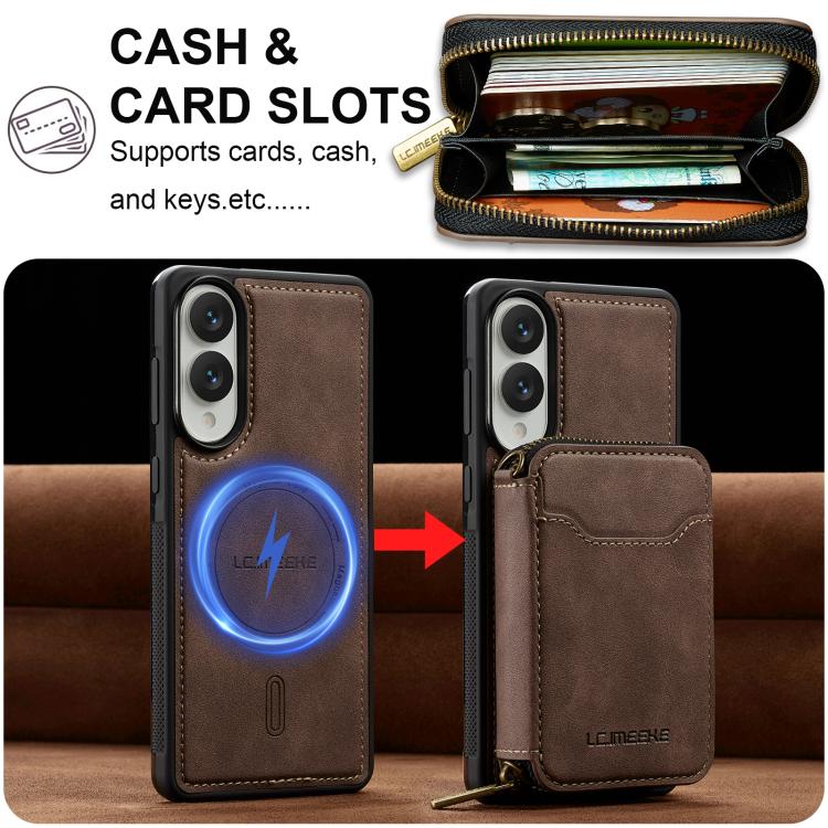 For Samsung Galaxy S25 Edge 5G LC.IMEEKE L6 Series Zipper Card Bag MagSafe Magnetic Phone Case