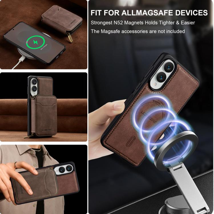 For Samsung Galaxy S25 Edge 5G LC.IMEEKE L6 Series Zipper Card Bag MagSafe Magnetic Phone Case