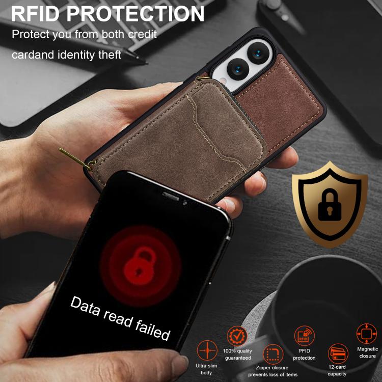 For Samsung Galaxy S25 Edge 5G LC.IMEEKE L6 Series Zipper Card Bag MagSafe Magnetic Phone Case