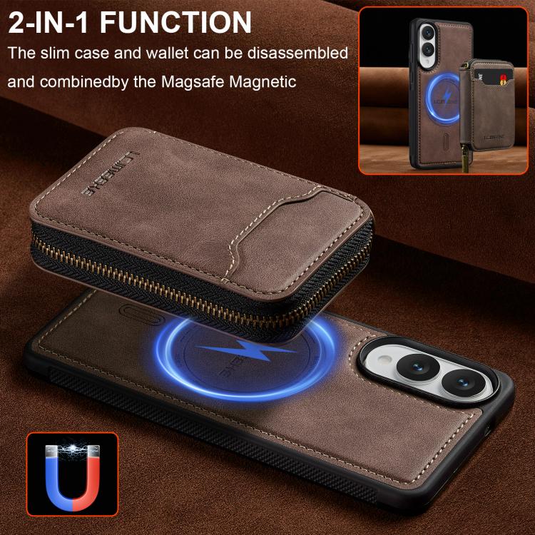 For Samsung Galaxy S25 Edge 5G LC.IMEEKE L6 Series Zipper Card Bag MagSafe Magnetic Phone Case
