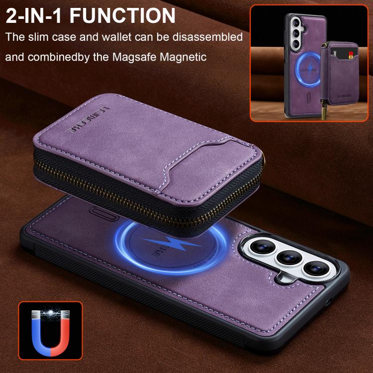 For Samsung Galaxy S26 5G LC.IMEEKE L6 Series Zipper Card Bag MagSafe Magnetic Phone Case