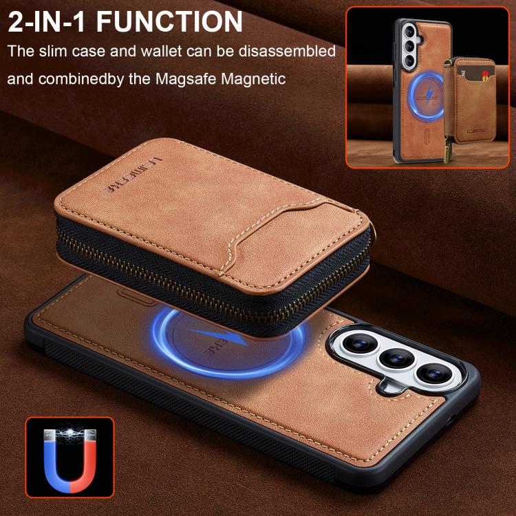 For Samsung Galaxy S26 5G LC.IMEEKE L6 Series Zipper Card Bag MagSafe Magnetic Phone Case