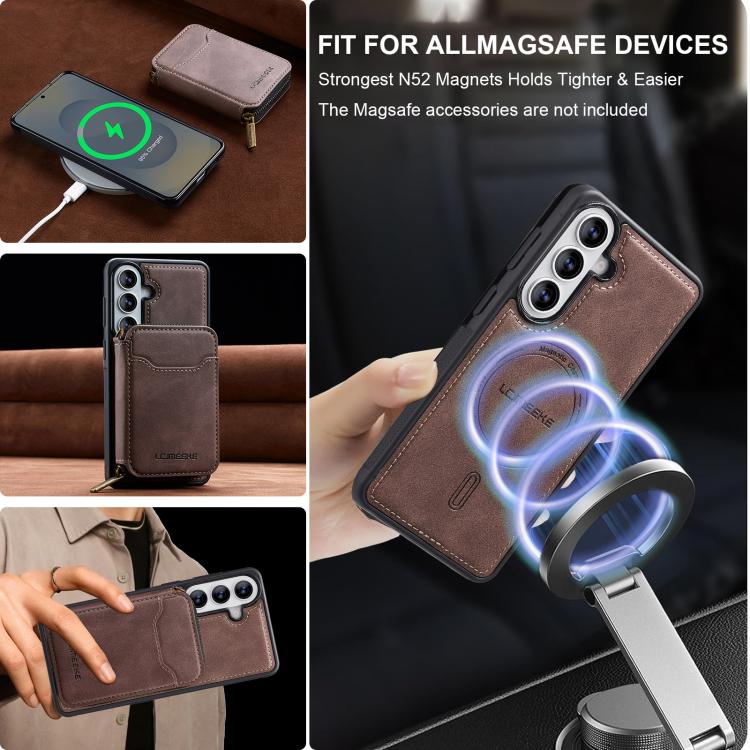For Samsung Galaxy S26 5G LC.IMEEKE L6 Series Zipper Card Bag MagSafe Magnetic Phone Case