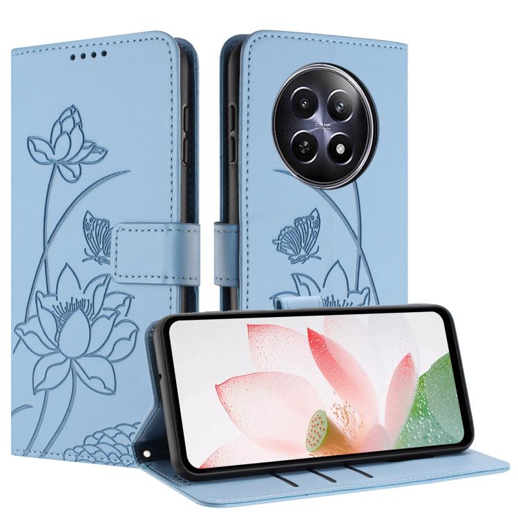 For Realme 12 5G / 13 5G / 12x 5G Global Lotus Embossed Leather Phone Case with Lanyard