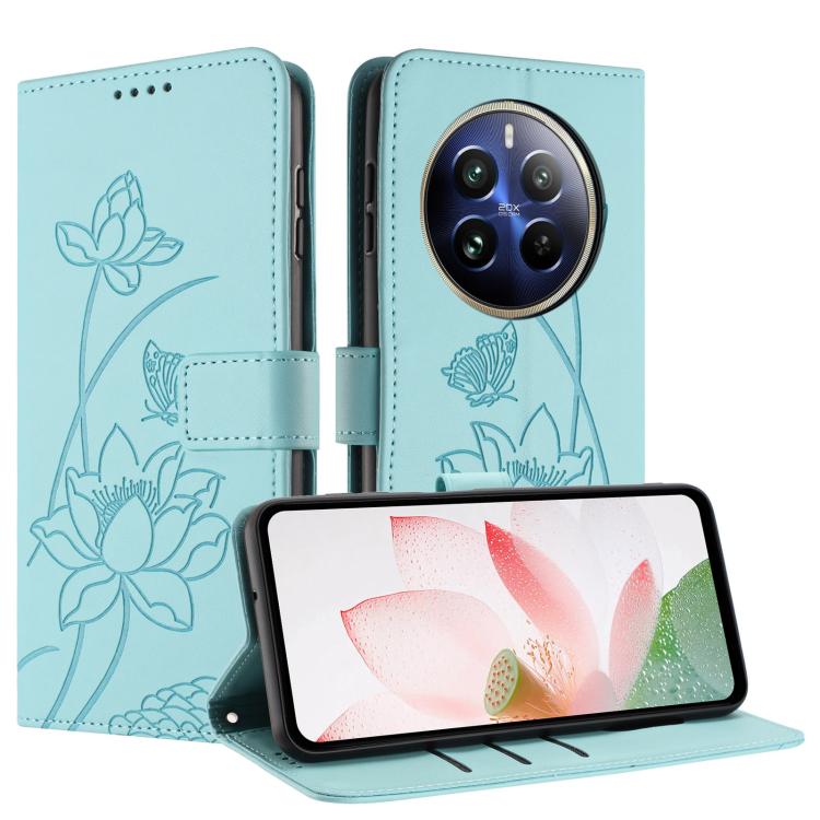 For Realme 12 Pro+ / 12 Pro / P1 Pro 5G Global Lotus Embossed Leather Phone Case with Lanyard