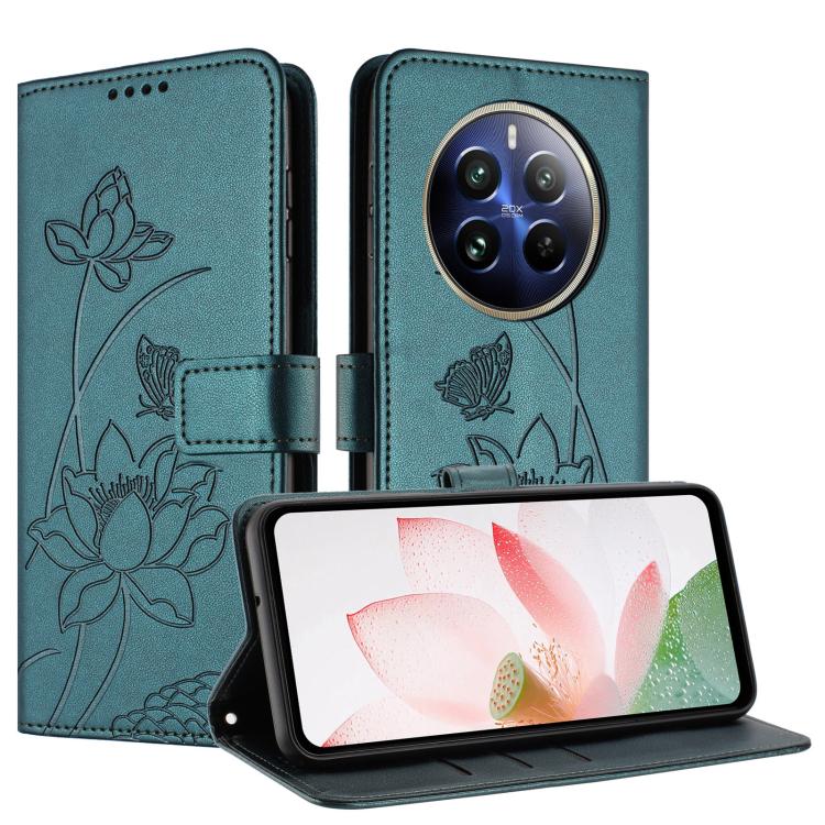For Realme 12 Pro+ / 12 Pro / P1 Pro 5G Global Lotus Embossed Leather Phone Case with Lanyard