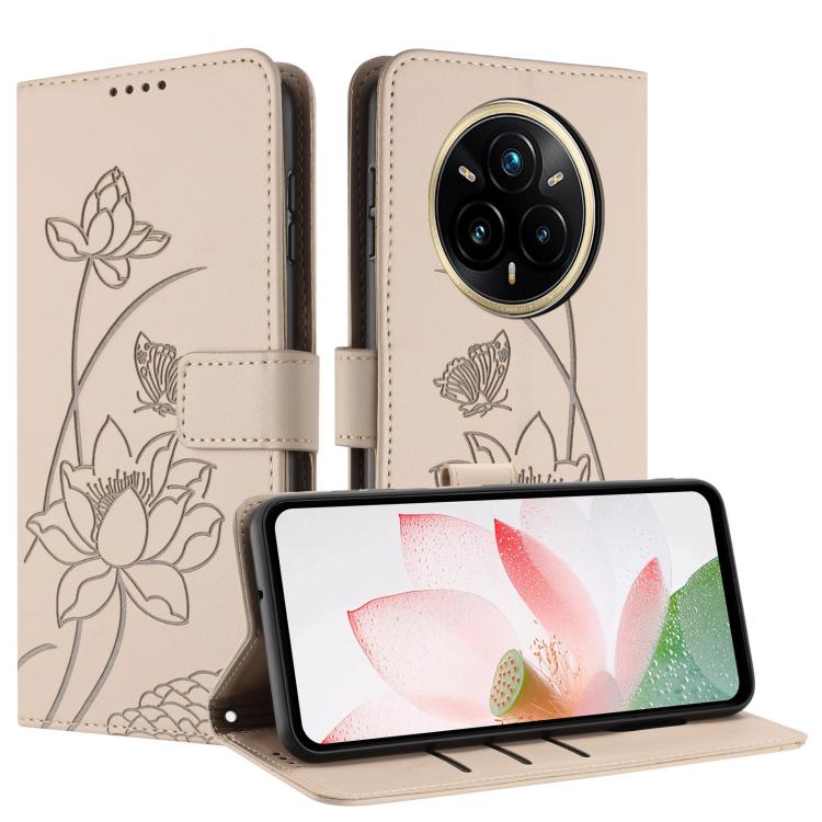 For Realme 14 Pro Global Lotus Embossed Leather Phone Case with Lanyard