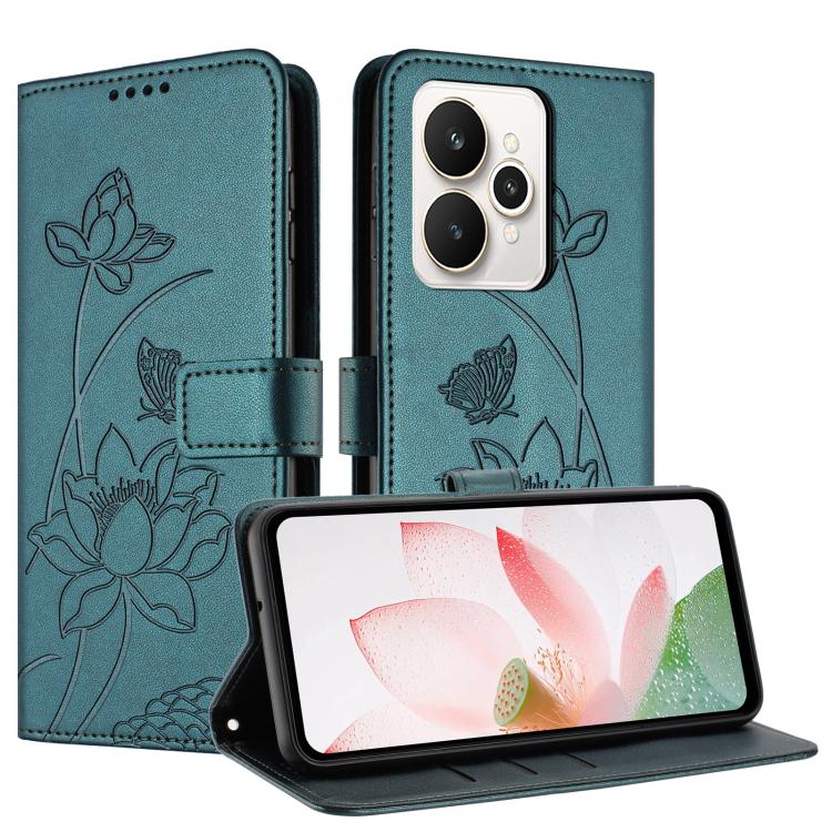 For Realme 15 / 15 Pro Lotus Embossed Leather Phone Case with Lanyard