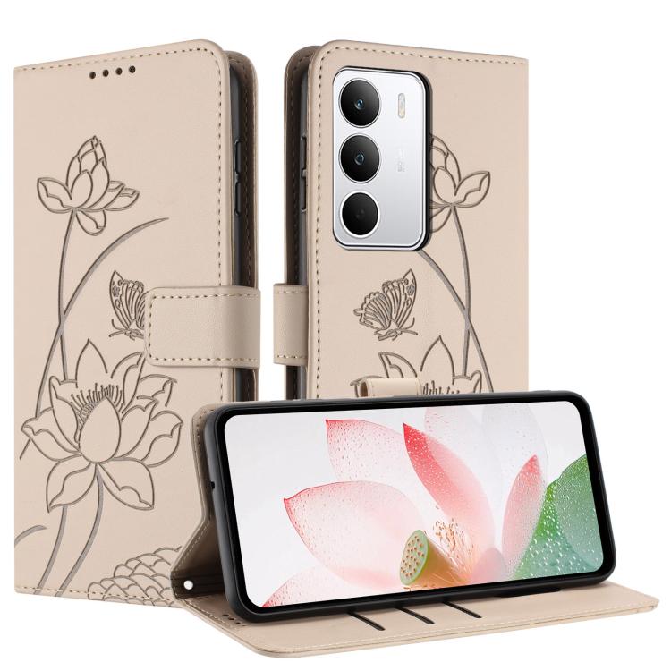 For Realme C71 4G Global Lotus Embossed Leather Phone Case with Lanyard