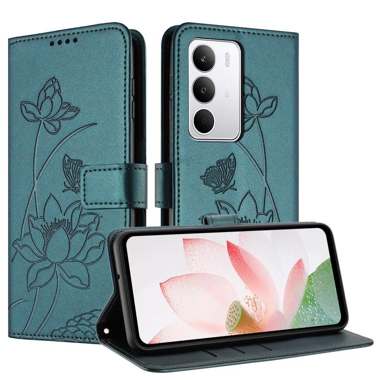 For Realme C71 4G Global Lotus Embossed Leather Phone Case with Lanyard