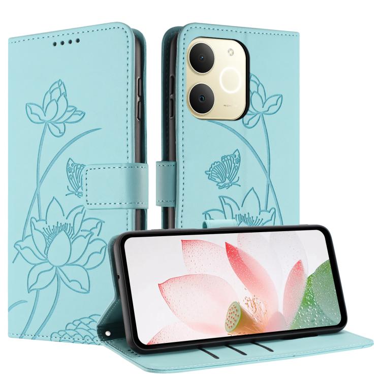 For Realme Narzo 80 Lite 4G / C71 4G India Lotus Embossed Leather Phone Case with Lanyard