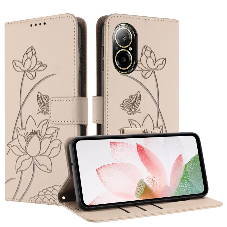 For Realme C67 4G Global / 12 Lite 4G Lotus Embossed Leather Phone Case with Lanyard