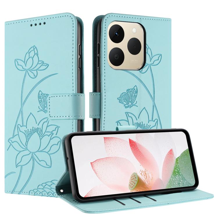 For Realme 15T 5G Lotus Embossed Leather Phone Case with Lanyard