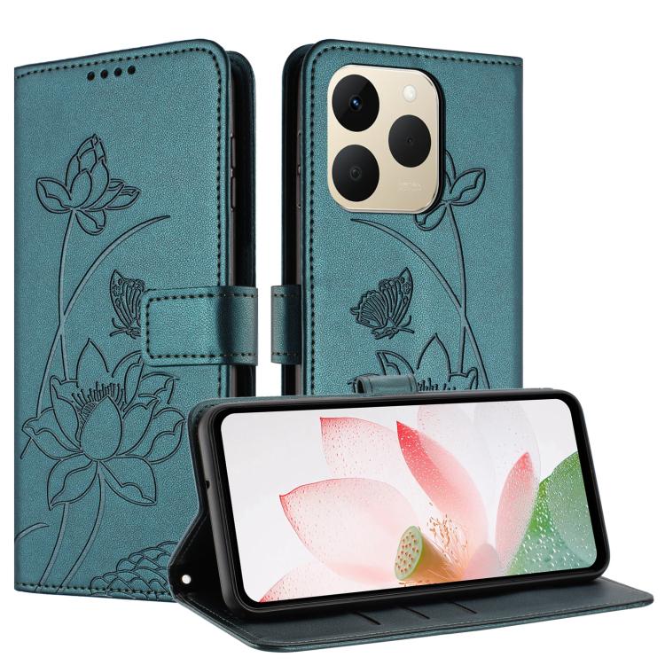 For Realme 15T 5G Lotus Embossed Leather Phone Case with Lanyard