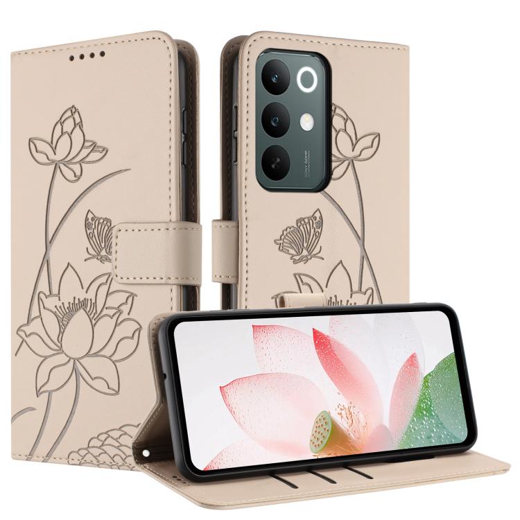 For Realme C85 Pro 4G Lotus Embossed Leather Phone Case with Lanyard
