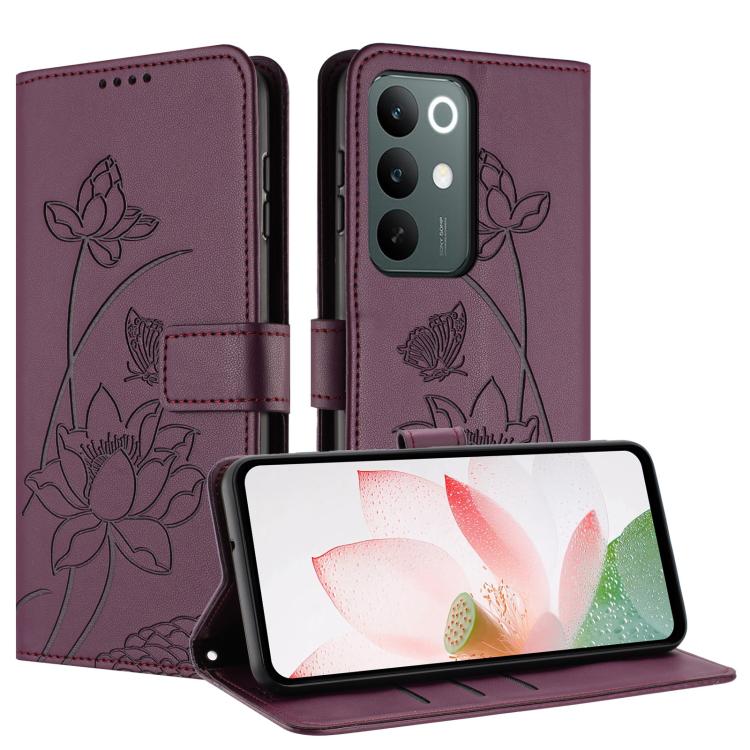 For Realme C85 Pro 4G Lotus Embossed Leather Phone Case with Lanyard