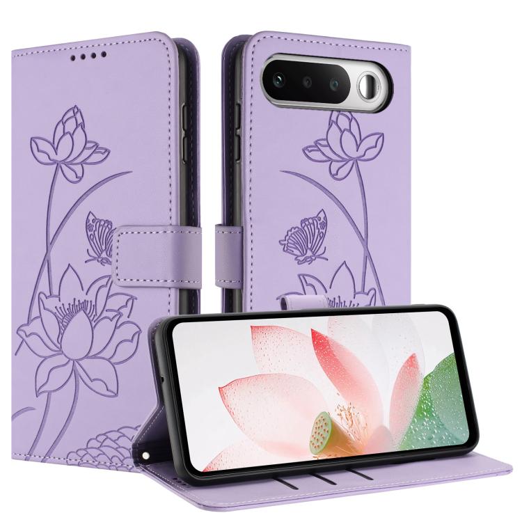 For Realme 16 5G Lotus Embossed Leather Phone Case with Lanyard