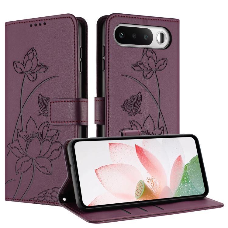 For Realme 16 5G Lotus Embossed Leather Phone Case with Lanyard