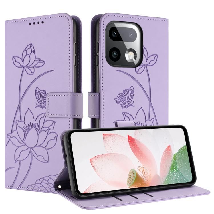 For Realme 16 Pro+ 5G Lotus Embossed Leather Phone Case with Lanyard