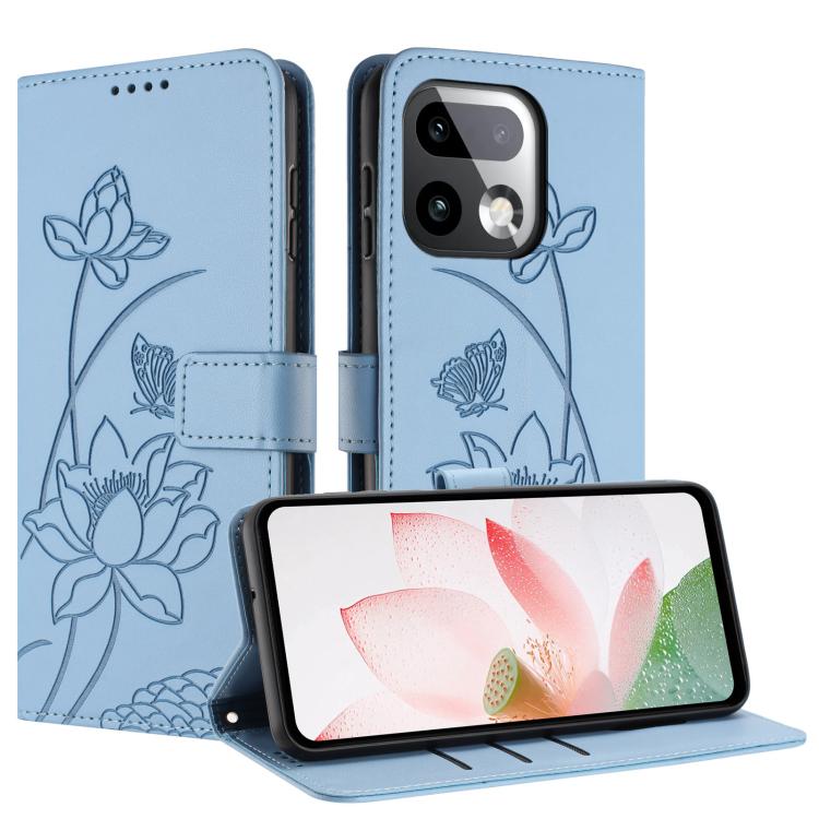 For Realme 16 Pro+ 5G Lotus Embossed Leather Phone Case with Lanyard